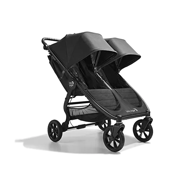 Baby Jogger City Mini GT2 Double All-Terrain Pushchair| with Infant Carrycot, Belly Bar and Weather Shield Rain Cover | Opulent Black