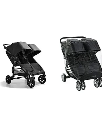 Baby Jogger City Mini GT2 Double All-Terrain Pushchair with Weather Shield Rain Cover | Opulent Black