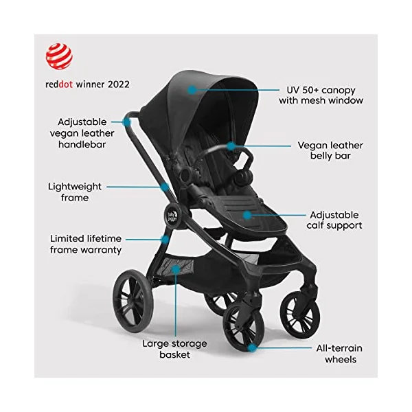 Baby Jogger City Sights Compact Reversible Stroller | Foldable, Lightweight Pushchair | Belly Bar Included | Rich Black