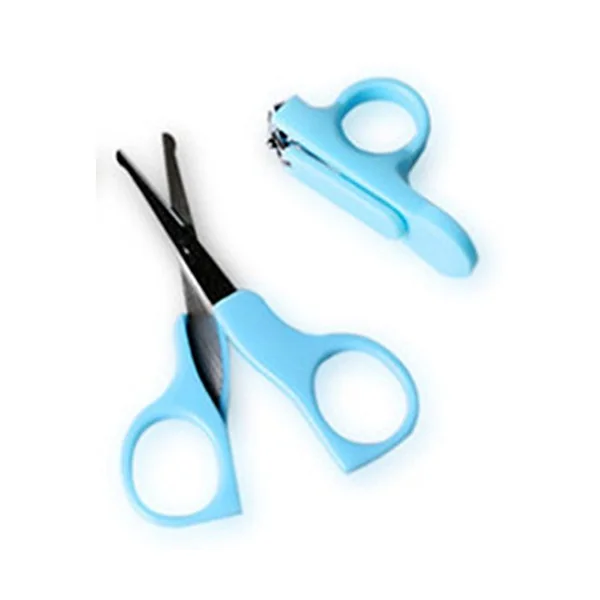 Baby Nail Clippers Set with Scissors 2 Piece Safety Suit, Grooming Kit for Girls and Boys, Newborn, Infant and Toddler (Blue)