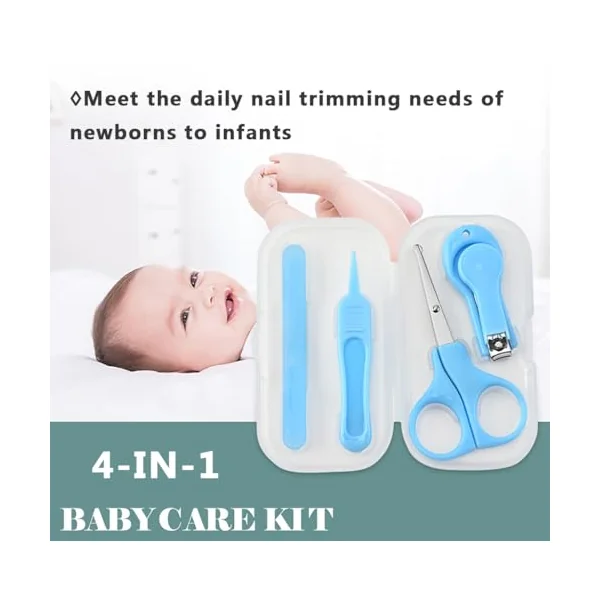 Baby Nail Kit, 4-in-1 Baby Nail Care Set with Clear Case, Includes Baby Scissors with Round Tips, Nail Clippers, Nail File & Tweezers for Newborns and Infants - Gentle Baby Manicure Tool