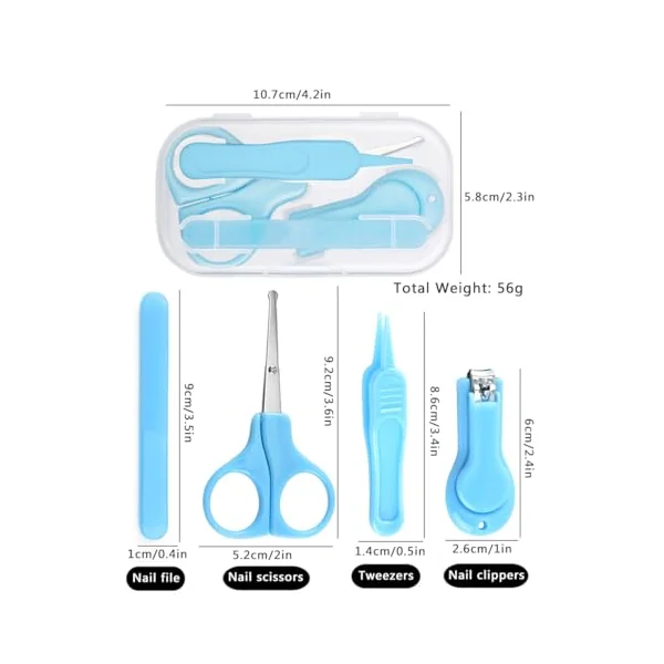 Baby Nail Kit, 4-in-1 Baby Nail Care Set with Clear Case, Includes Baby Scissors with Round Tips, Nail Clippers, Nail File & Tweezers for Newborns and Infants - Gentle Baby Manicure Tool