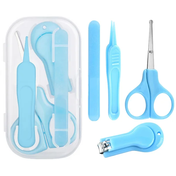 Baby Nail Kit, 4-in-1 Baby Nail Care Set with Clear Case, Includes Baby Scissors with Round Tips, Nail Clippers, Nail File & Tweezers for Newborns and Infants - Gentle Baby Manicure Tool
