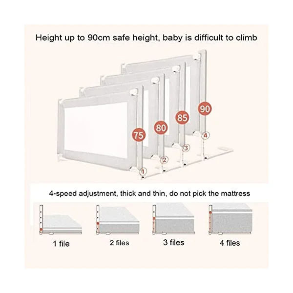 Baby Playpen Bed Rail for Toddlers Crib Guardrail Vertical Lift Bed Guardrail Safety Fence Safe Sleep Baby Crib Rail Child Anti-fall Bed Guardrail Anti-collision Anti-drop Toy (Siz