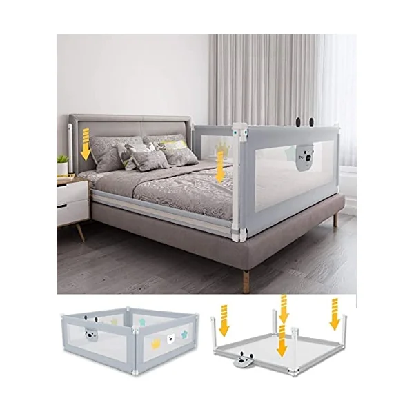 Baby Playpen Bed Rails For Kids 3-piece Combination Baby Safety Bed Rail Soft Drop Suitable For Toddler Cot Bumper Guard Toy (Size : 2 * 1.5m)