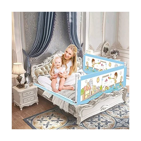 Baby Playpen Kids Bed Rail Guard, Extra Large Bed Rail Height Adjustable Safety Guard For Toddlers Kids Children Toy (Color : Blue, Size : 2.2m)