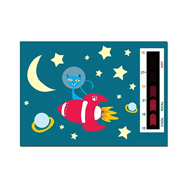Baby Rocket, Cat, Moon & Stars Nursery Room Safety Temperature Thermometer Monitor