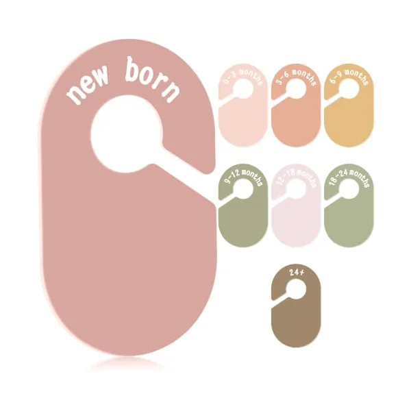 Baby Size Clothes Divider for Closet 8PCS Nursery Baby Clothes Organizer | Double-Sided Baby Closet Hanger Dividers Nursery Clothes Size Separators for Baby Clothes Sorting from Newborn to 24+ Month