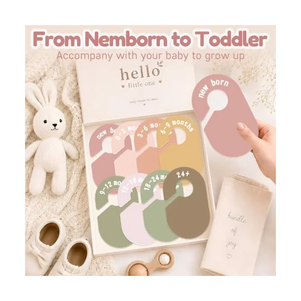 Baby Size Clothes Divider for Closet 8PCS Nursery Baby Clothes Organizer | Double-Sided Baby Closet Hanger Dividers Nursery Clothes Size Separators for Baby Clothes Sorting from Newborn to 24+ Month