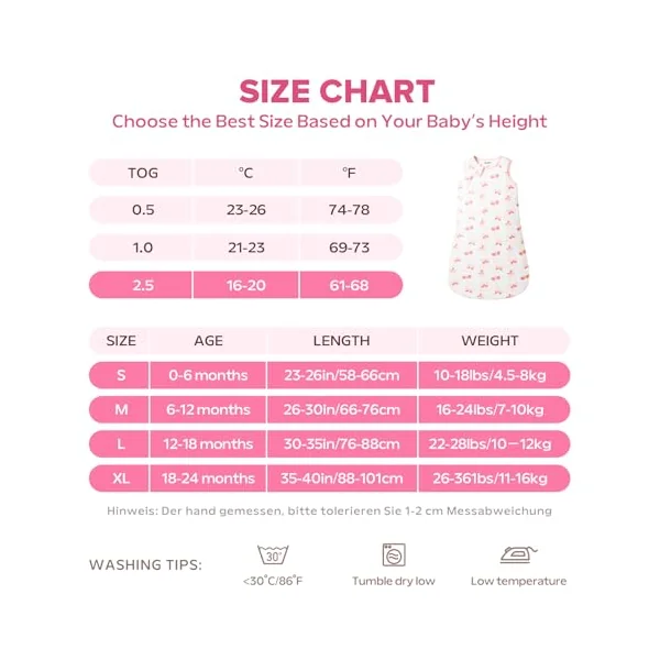 Baby Sleeping Bag 2.5 Tog Super soft Rayon Made from Bamboo,Baby's Bamboo fiber Sleeping Bag Autumn Winter Sleeping Blanket(Pink,M)