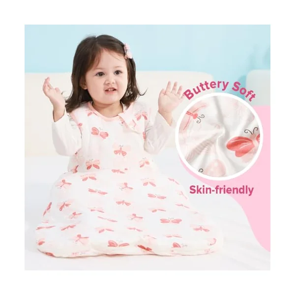 Baby Sleeping Bag 2.5 Tog Super soft Rayon Made from Bamboo,Baby's Bamboo fiber Sleeping Bag Autumn Winter Sleeping Blanket(Pink,M)