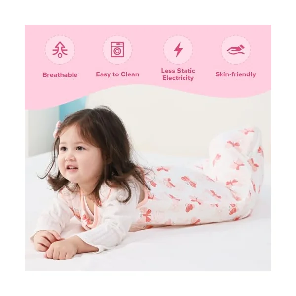 Baby Sleeping Bag 2.5 Tog Super soft Rayon Made from Bamboo,Baby's Bamboo fiber Sleeping Bag Autumn Winter Sleeping Blanket(Pink,M)