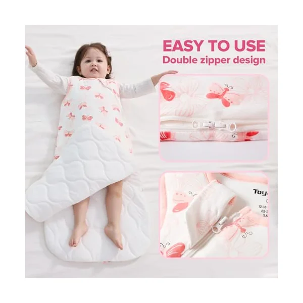 Baby Sleeping Bag 2.5 Tog Super soft Rayon Made from Bamboo,Baby's Bamboo fiber Sleeping Bag Autumn Winter Sleeping Blanket(Pink,M)
