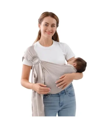Baby Sling Carrier for Newborn to Toddlers, Adjustable Breathable Muslin Double Ring Sling Wraps, Sling Holder Carrier Scarf, Ideal Baby Gift for New Parents (Grey)