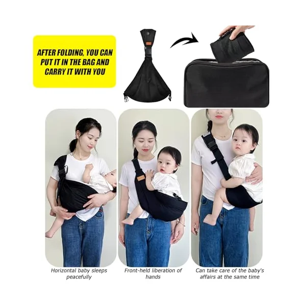 Baby Sling, Toddler Carrier, Baby Sling Carrier with Thick Shoulder Straps (Adjustable), Breathable and Comfortable, for Newborn, Infant, Toddler, 3-36 Months