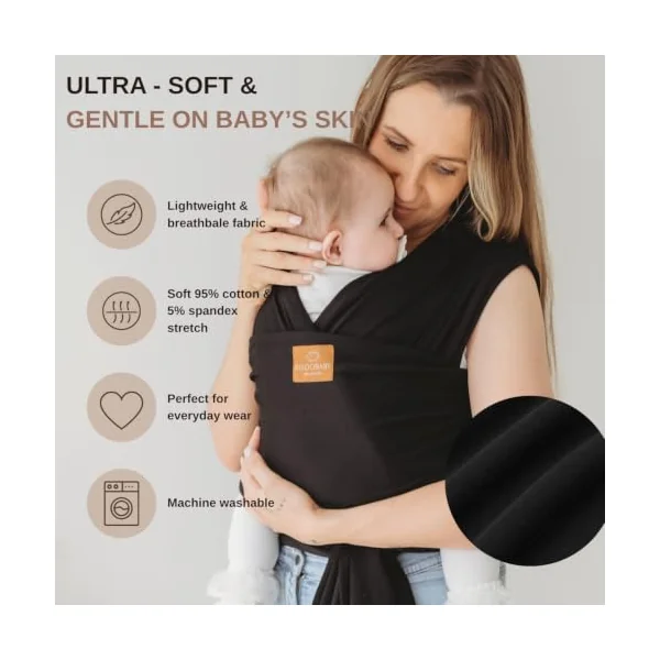 Baby Sling Wrap Newborn to Toddler Carrier, Stretchy Baby Wraps - Baby Sling Safety Tested, Hands-Free Baby Wrap Carrier, Newborn Sling - Baby Carrier