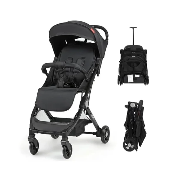 Baby Stroller FoldableTravel Pram Pushchair with Adjustable Seat | 5-point harness, storage basket, adjustable canopy and 360-degree front wheels for travel and daily use,7.2kg