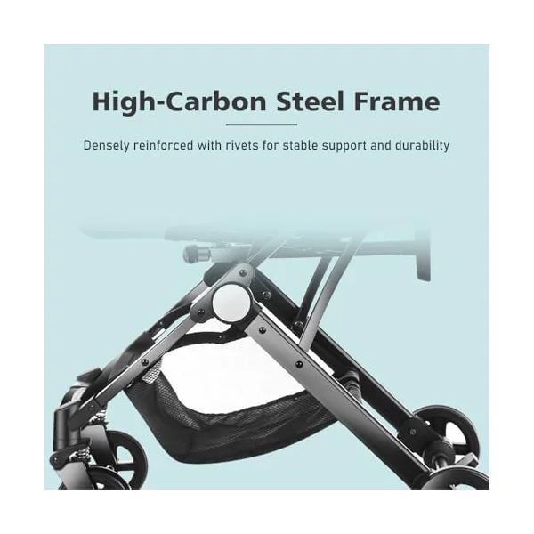 Baby Stroller FoldableTravel Pram Pushchair with Adjustable Seat | 5-point harness, storage basket, adjustable canopy and 360-degree front wheels for travel and daily use,7.2kg