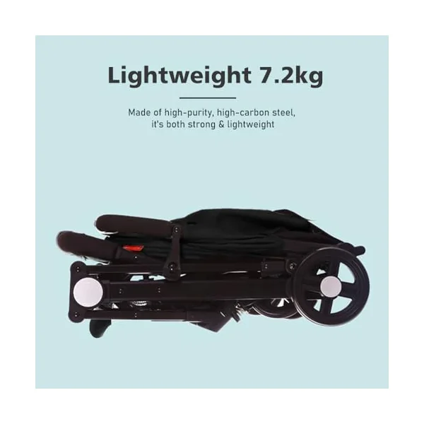 Baby Stroller FoldableTravel Pram Pushchair with Adjustable Seat | 5-point harness, storage basket, adjustable canopy and 360-degree front wheels for travel and daily use,7.2kg
