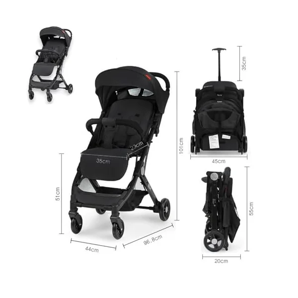 Baby Stroller FoldableTravel Pram Pushchair with Adjustable Seat | 5-point harness, storage basket, adjustable canopy and 360-degree front wheels for travel and daily use,7.2kg