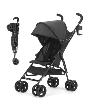 Baby Stroller, Umbrella Stroller with Foldable Pushchair with Adjustable Canopy, Folding Infant Newborn Pram Travel Stroller with Storage Basket, Cup Holder, Suspension Wheels for Infants 3-36M(Black)