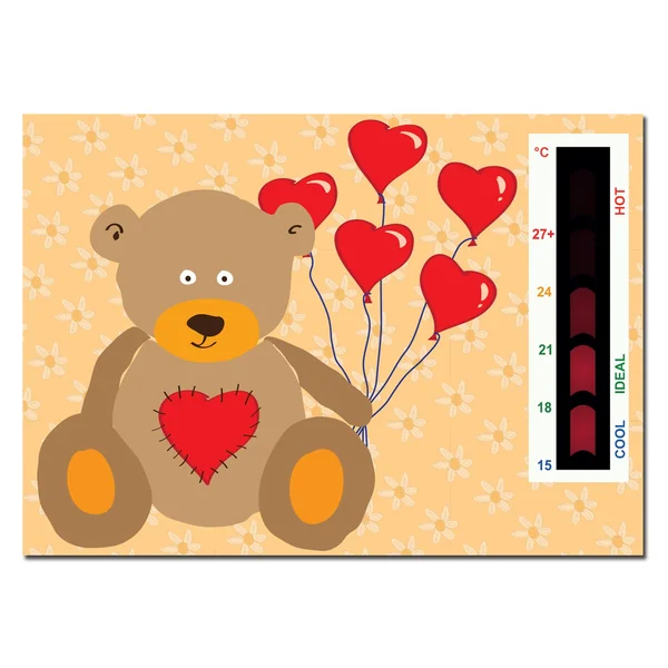 Baby Teddy Bear & Heart Balloons Nursery Room Safety Temperature Thermometer Monitor with New Moving Line Technology