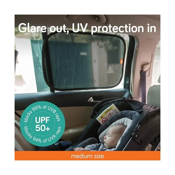 Baby Uma Car Window Shades for Baby (2 Pack) - 54 x 36 cm, UPF 50+ Car Sun Shade for Baby, 99% UVB Protection & 94% UVA Protection, Rear Window Sun Shade with Static Cling (Medium)