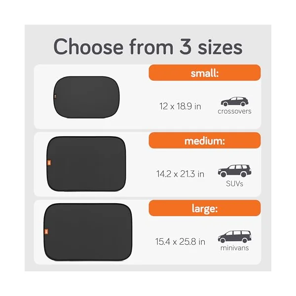 Baby Uma Car Window Shades for Baby (2 Pack) - 54 x 36 cm, UPF 50+ Car Sun Shade for Baby, 99% UVB Protection & 94% UVA Protection, Rear Window Sun Shade with Static Cling (Medium)