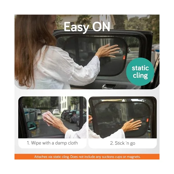 Baby Uma Car Window Shades for Baby (2 Pack) - 54 x 36 cm, UPF 50+ Car Sun Shade for Baby, 99% UVB Protection & 94% UVA Protection, Rear Window Sun Shade with Static Cling (Medium)