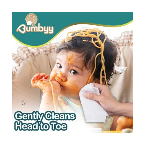 Baby Wet Wipes Bumbyy 720(Pack of 12x60)– 99.9% Pure Water Unscented Natural Biodegradable Wet Wipes with Aloe Vera & Chamomile for Sensitive Skin (12, 720Count)