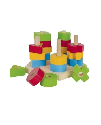 Baby Wooden Stacking Toy | 21 Piece Colourful Wooden Block Set | Stack and Sort Baby Stacking Toy| for Ages 1+