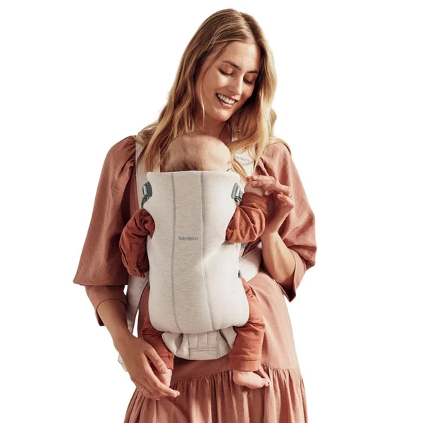 BabyBjörn Baby Carrier Mini, 3D Jersey, Light Beige, Infant Carrier for Newborns (0-12 Months), Soft, Ergonomic and Easy to Use