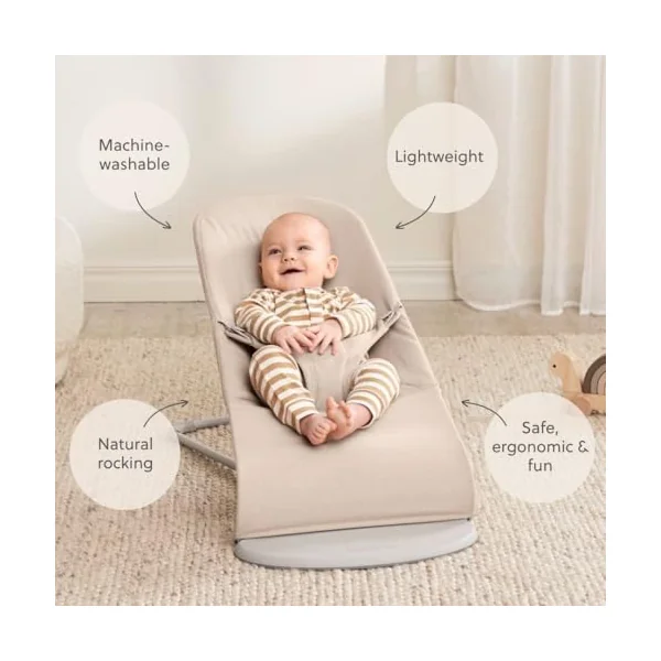 BabyBjörn Bouncer Bliss, Woven mélange, Light Beige