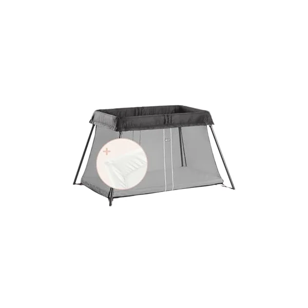BabyBjörn Travel Cot Light + Fitted sheet, Black