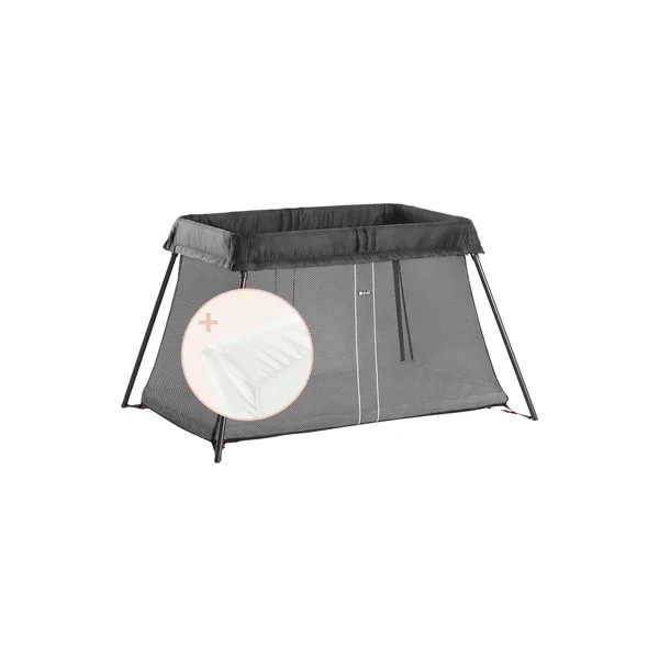 BabyBjörn Travel Cot Light + Fitted sheet, Black