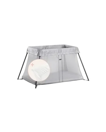 BabyBjörn Travel Cot Light + Fitted sheet, Silver