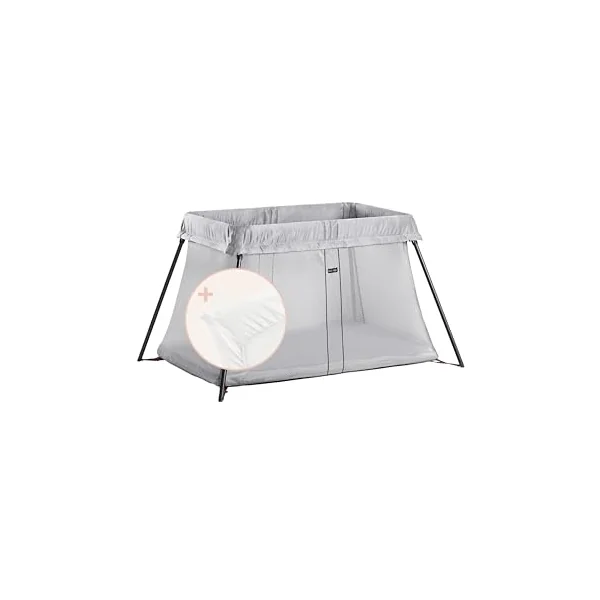 BabyBjörn Travel Cot Light + Fitted sheet, Silver