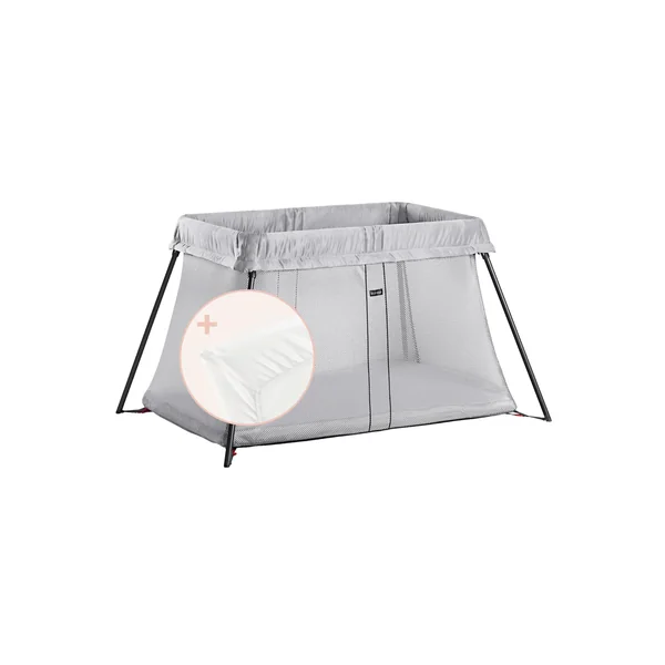 BabyBjörn Travel Cot Light + Fitted sheet, Silver