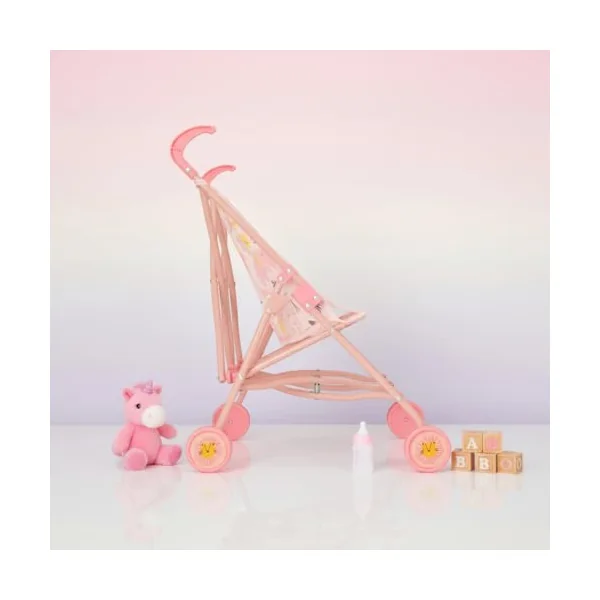 BabyBoo Twin Stroller | Childrens Double Stroller Pram In Pink Jungle | Tandem Pushchair For Childrens Baby Doll | Toy Umbrella Fold Stroller | Role Play Toy Dolls Buggy Pushchair | Ages 3+