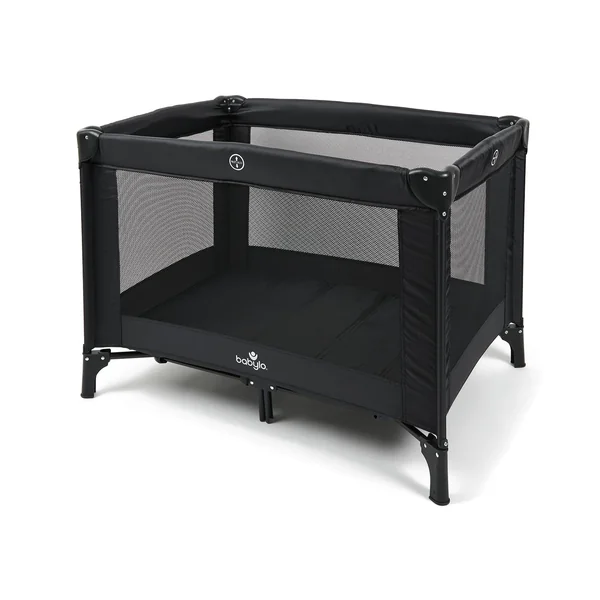 Babylo Alpha Travel Cot, Lightweight, Easy to set up, Black
