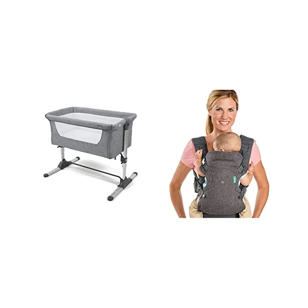 Babylo Snuggle Cuddle Co Sleeper, Slate Grey & Infantino Flip Advanced 4-in-1 Grey Carrier - Ergonomic, convertible, face-in and face-out front and back carry for newborns and older babies