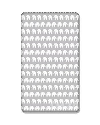 Babymam 100% Cotton Cot Sheets 140 x 70 Fitted with Printed Design Travel Cot Bedding Fitted Sheet for Toddler Bed Cotbed Crib (Elephants Grey)