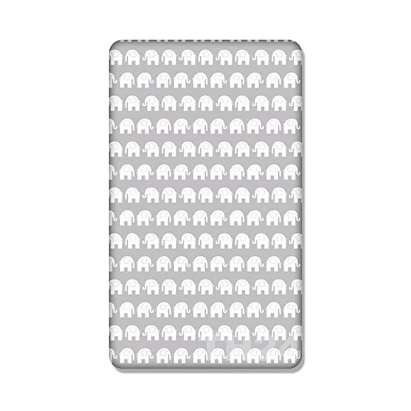 Babymam 100% Cotton Cot Sheets 140 x 70 Fitted with Printed Design Travel Cot Bedding Fitted Sheet for Toddler Bed Cotbed Crib (Elephants Grey)