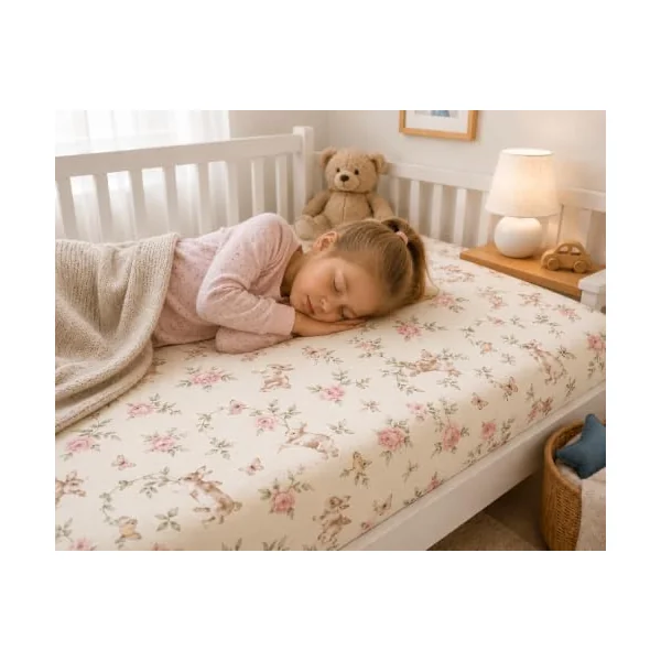 BABYMAM 2 Pack Fitted Cot Bed Sheets 140x70 cm, 100% Cotton Printed Baby Bedding, Soft Breathable Elasticated Sheets for Cot Bed & Toddler Bed, Assorted Designs (Secret Garden + Garden Flowers)