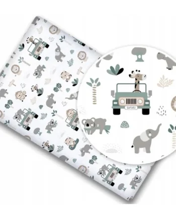 BABYMAM Baby Fitted Cot Bed Sheet Printed 100% Cotton Mattress 140x70cm On Safari