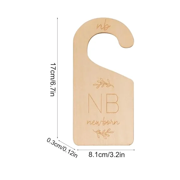 Babys Wardrobe Organizers Natural Wood Clothing Size Dividers Clothes Hanger with Engraved Number Shower Gift Infant Clothing Size Markers
