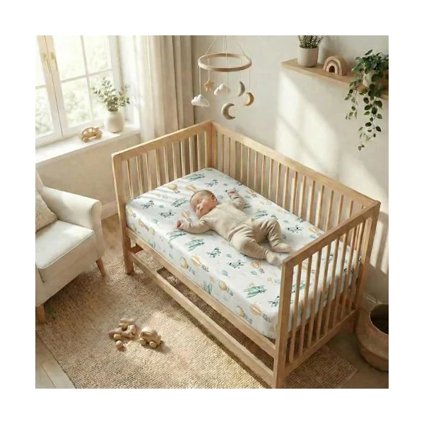 BABYSAFE Cot Bed Fitted Sheet 100% Cotton, Soft Breathable Fitted Cot Sheet for Baby Boys & Girls, OEKO-TEX Certified, Elasticated Corners, 120 x 60 cm & 140 x 70 cm, Single, Made in Europe