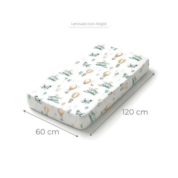 BABYSAFE Cot Bed Fitted Sheet 100% Cotton, Soft Breathable Fitted Cot Sheet for Baby Boys & Girls, OEKO-TEX Certified, Elasticated Corners, 120 x 60 cm & 140 x 70 cm, Single, Made in Europe