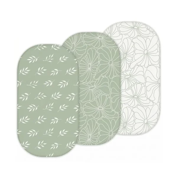 Bassinet Sheets for Maxi COSI Iora, Munchkin Brica Fold N' Go, 4moms MamaRoo, Delta Children Bassinet, 3PC, 18 x 33 Inch, Ultra Soft, Breathable, Snug Fit, Unisex Boys Girls (Woodland Rainbow)