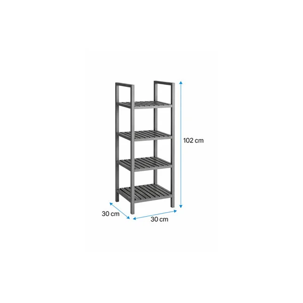 Bathroom Storage Cabinet 4 Tier Rack Shelves Wooden Free Standing Tall Slim Grey Cabinet for Toilet Bathroom Accessories